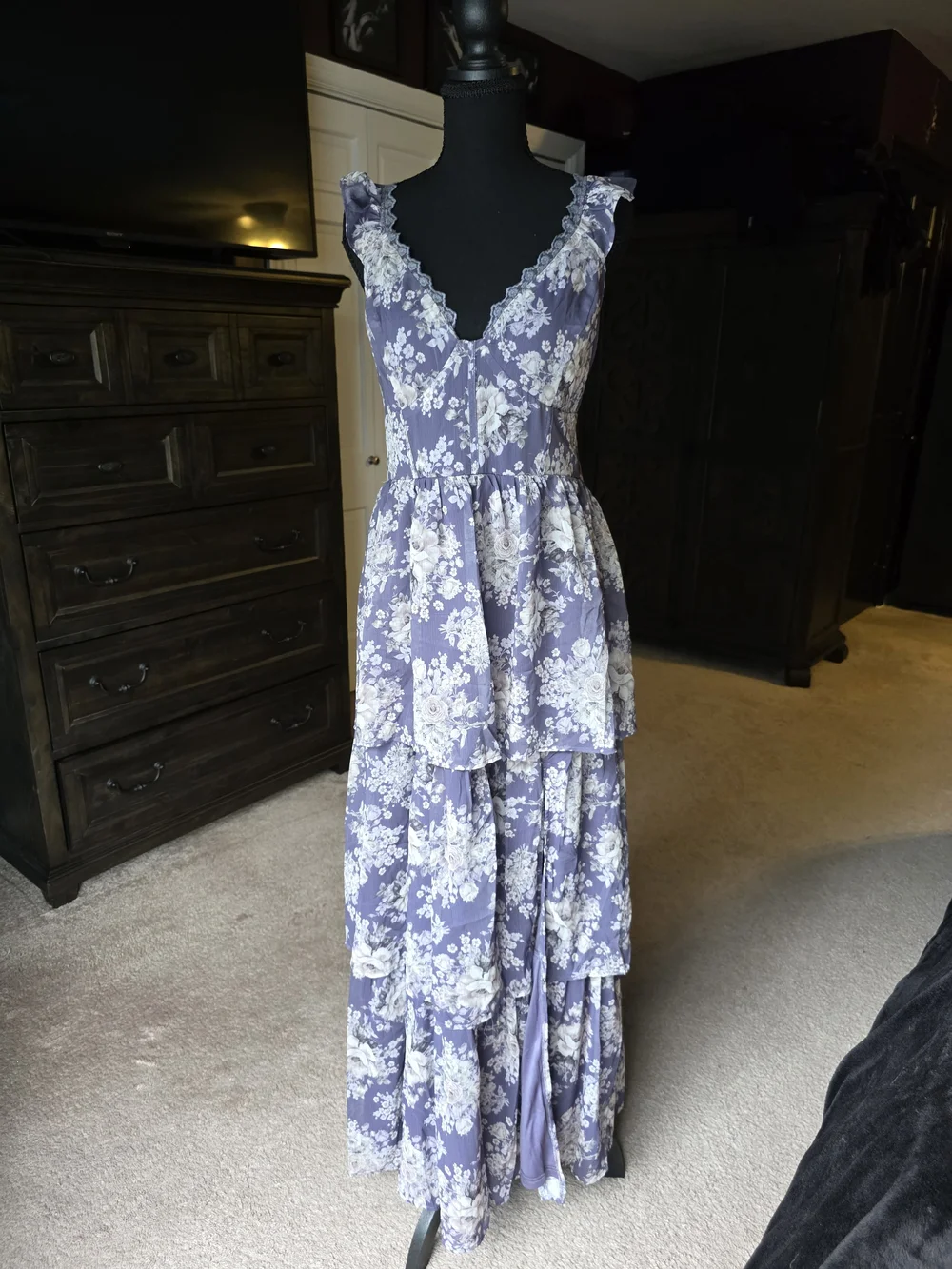 Jade by Jane Katie Floral Tiered Maxi Dress 1X NWT Cottagecore Lavender Coquette - Picture 1 of 6